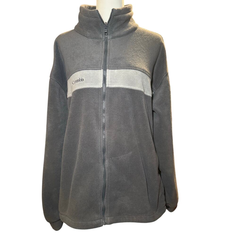 Columbia Core Interchange Gray Colorblock Full Zip Fleece Jacket, Men's XL